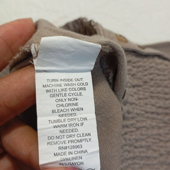 Indigo Rein Pants Wide-Leg Linen-Blend Smocked Waist Womens L Beige - Picture 3 of 7